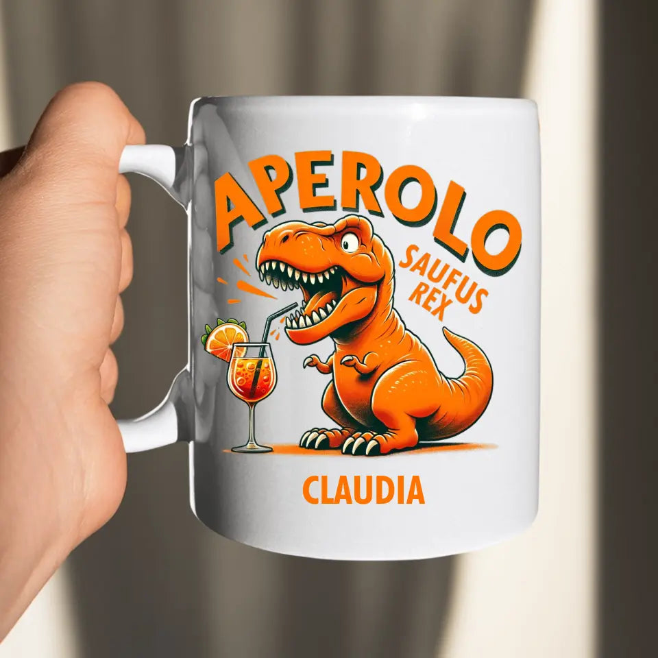 Aperolo-Saufus-Rex - Dino Aperol Fan Tasse - personalisierbar mit Name - Words on Shirts
