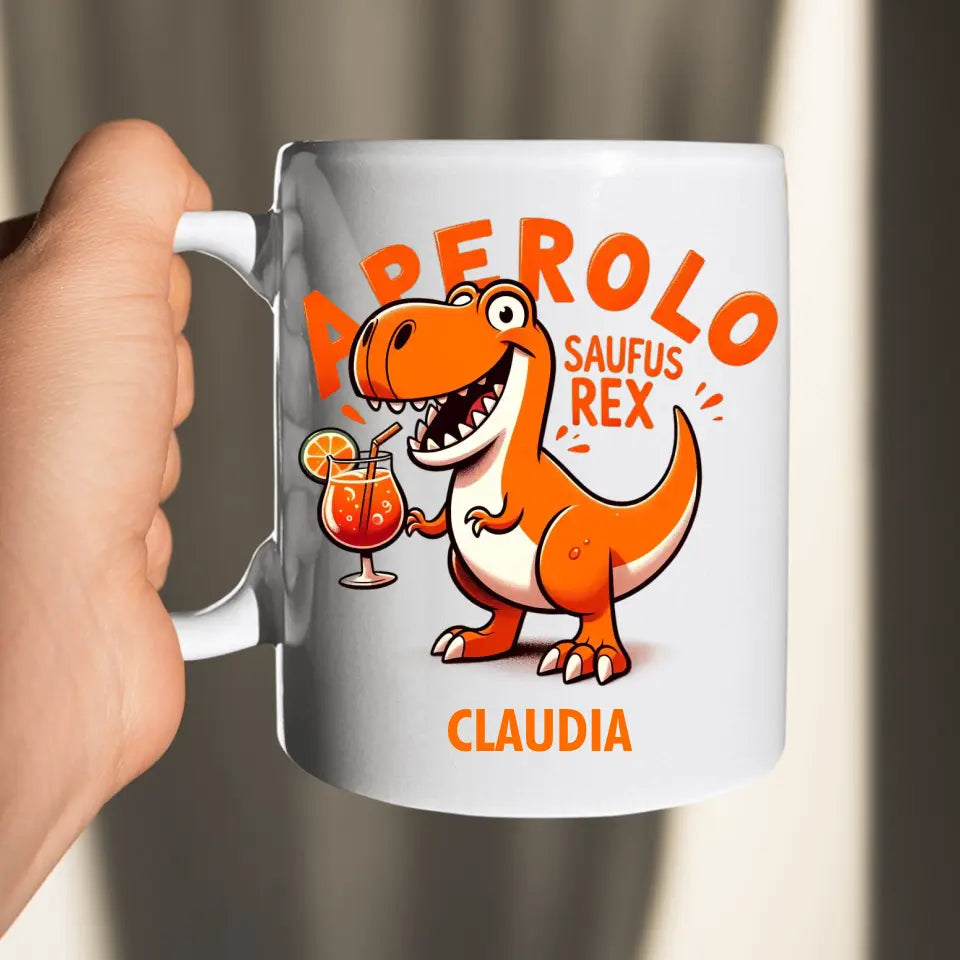 Aperolo-Saufus-Rex - Dino Aperol Fan Tasse - personalisierbar mit Name - Words on Shirts
