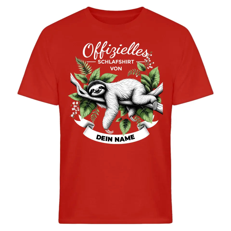 Offizielles Schlafshirt von ... - T-Shirt mit deinem Namen - personalisierbar - Damen, Herren & Kinder - mit Name - Faultier - Words on Shirts