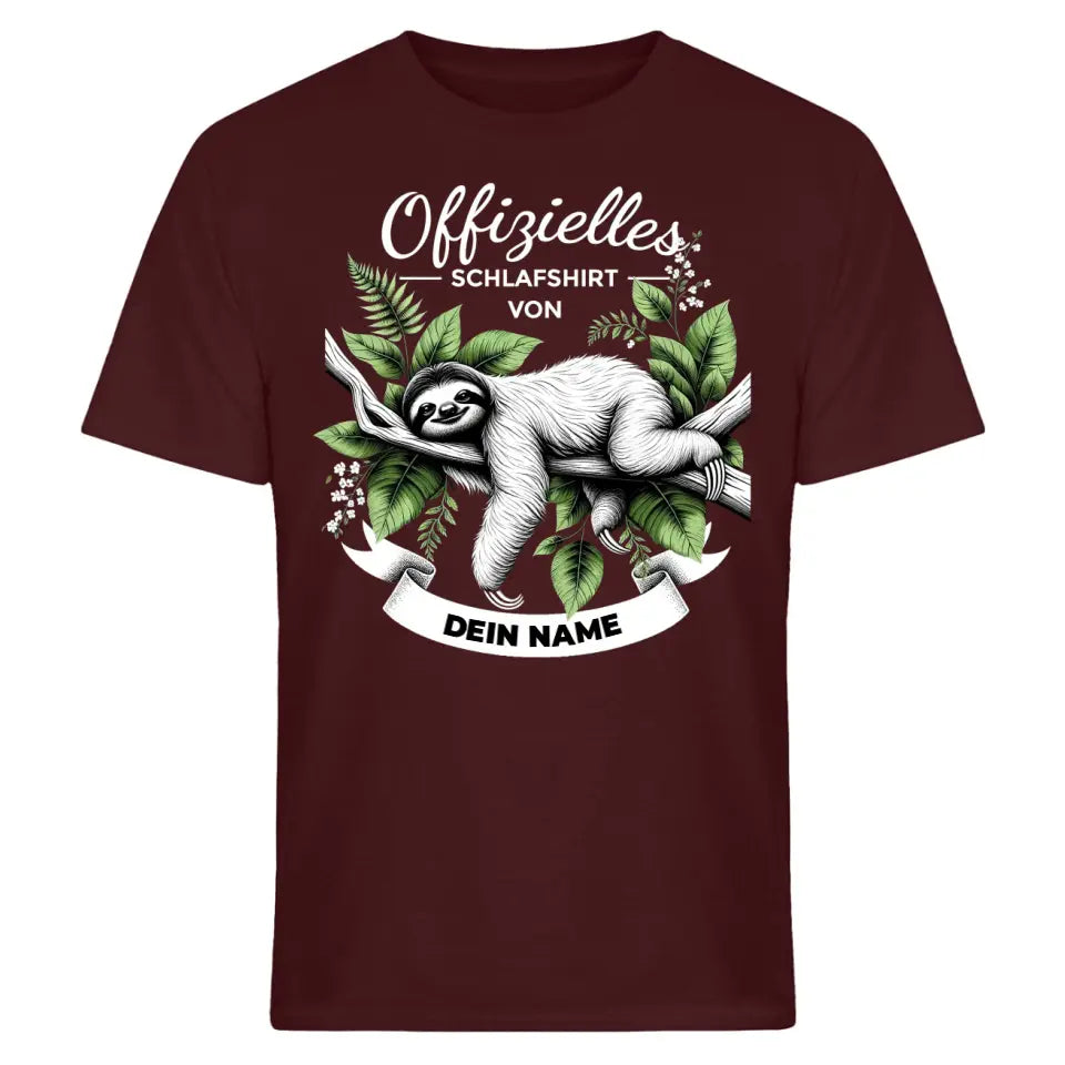 Offizielles Schlafshirt von ... - T-Shirt mit deinem Namen - personalisierbar - Damen, Herren & Kinder - mit Name - Faultier