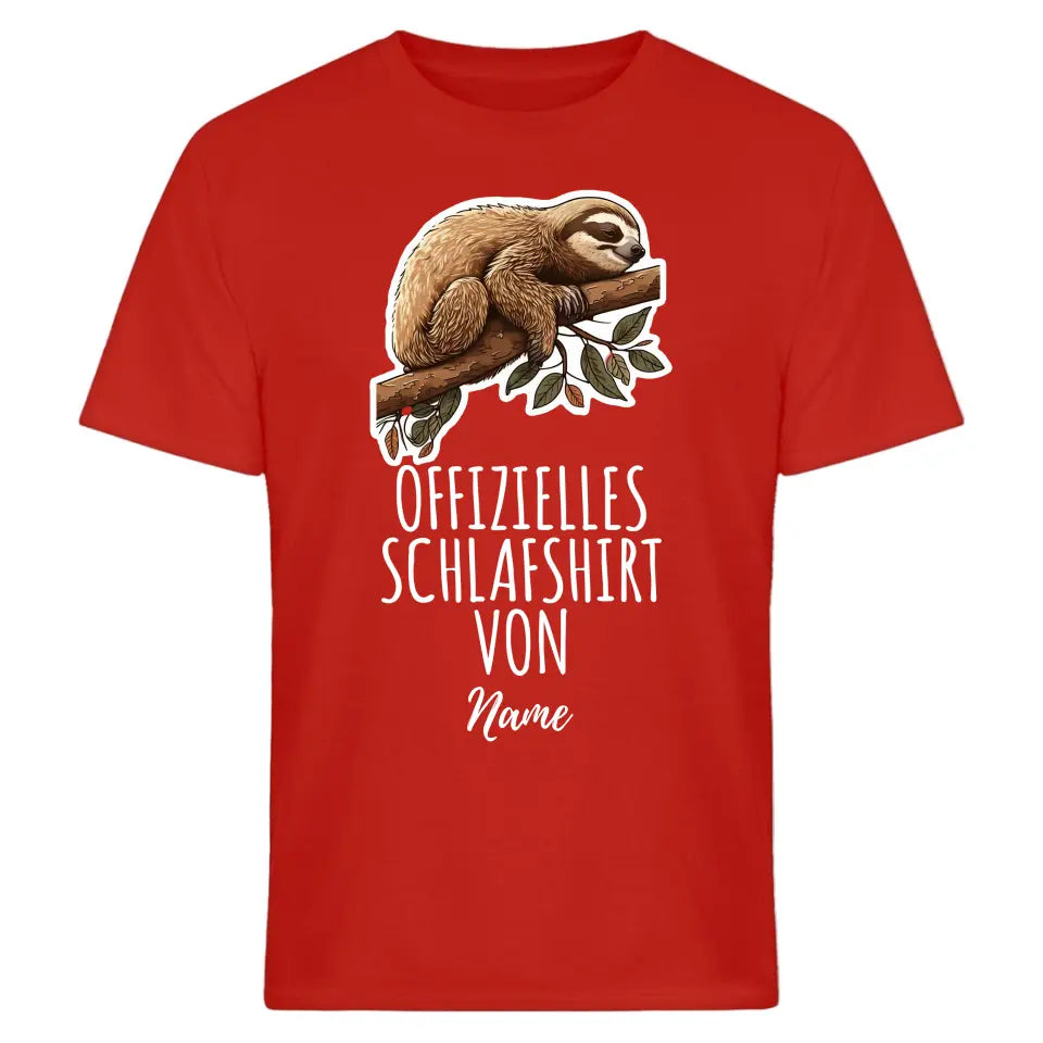 Personalisiertes offizielles Schlafshirt - Wähle dein Motiv: Faultier, Panda, Katze, Hund - Für Damen, Herren & Kinder- Words on Shirts - Words on Shirts