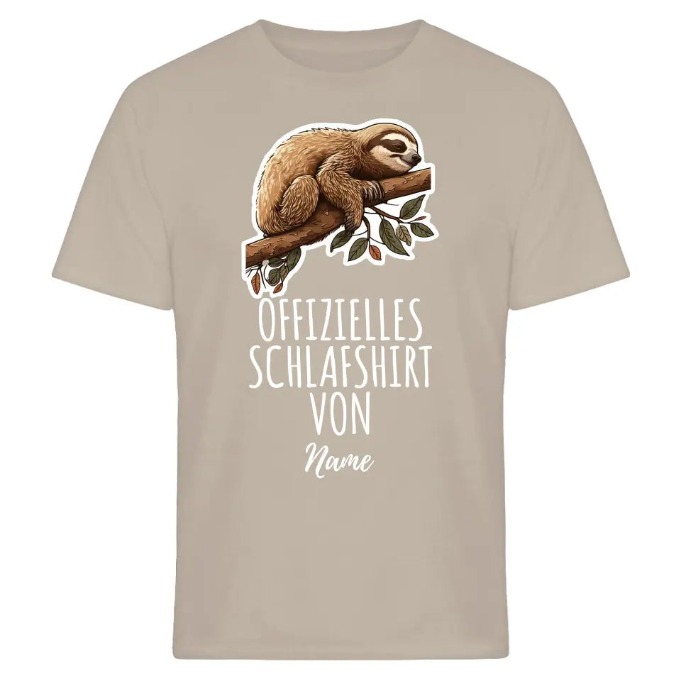 Personalisiertes offizielles Schlafshirt - Wähle dein Motiv: Faultier, Panda, Katze, Hund - Für Damen, Herren & Kinder- Words on Shirts