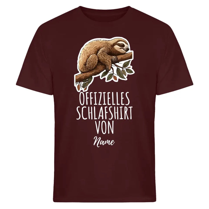 Personalisiertes offizielles Schlafshirt - Wähle dein Motiv: Faultier, Panda, Katze, Hund - Für Damen, Herren & Kinder- Words on Shirts