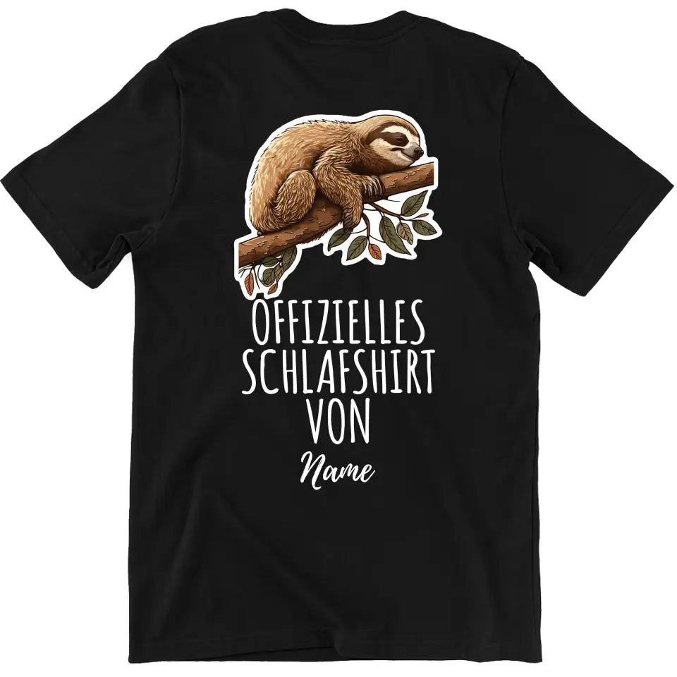 Personalisiertes offizielles Schlafshirt - Wähle dein Motiv: Faultier, Panda, Katze, Hund - Für Damen, Herren & Kinder- Words on Shirts