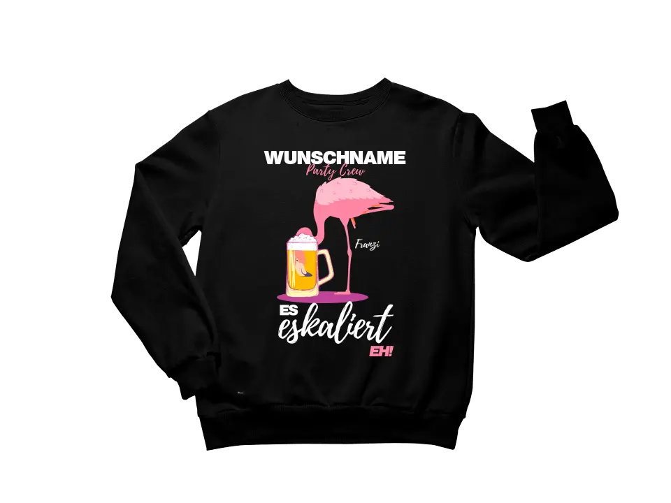 Es Eskaliert Eh - Party Crew Name/Wunschname Flamingo Shirt mit Deinem Namen - Party T-Shirt Individualisierbar/Personalisierbar