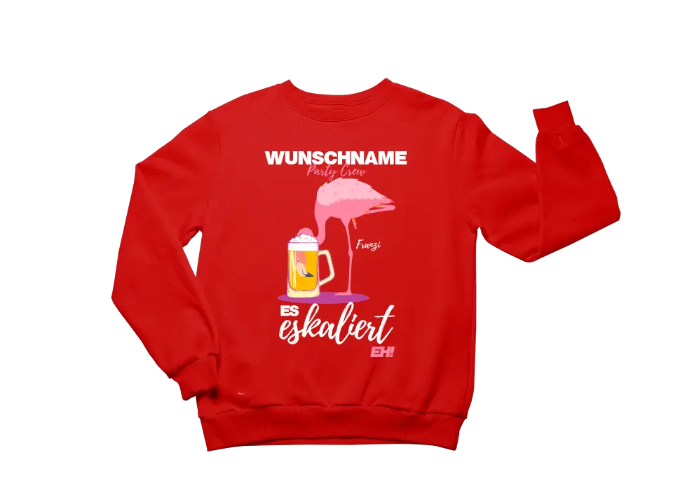 Es Eskaliert Eh - Party Crew Name/Wunschname Flamingo Shirt mit Deinem Namen - Party T-Shirt Individualisierbar/Personalisierbar