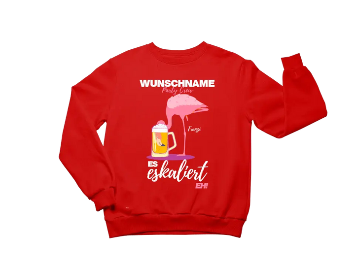 Es Eskaliert Eh - Party Crew Name/Wunschname Flamingo Shirt mit Deinem Namen - Party T-Shirt Individualisierbar/Personalisierbar