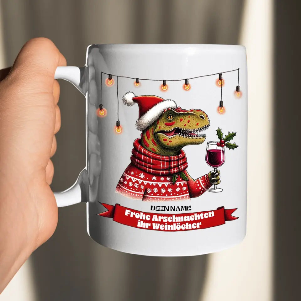 Frohe Arschnachten ihr Weinlöcher - Tasse - personalisierbar mit Namen - Words on Shirts