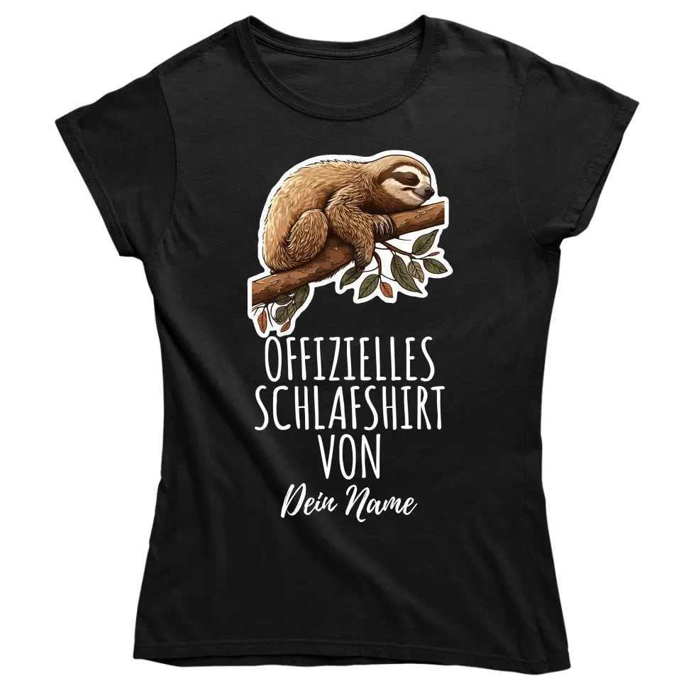 Personalisiertes offizielles Schlafshirt - Wähle dein Motiv: Faultier, Panda, Katze, Hund - Für Damen, Herren & Kinder- Words on Shirts