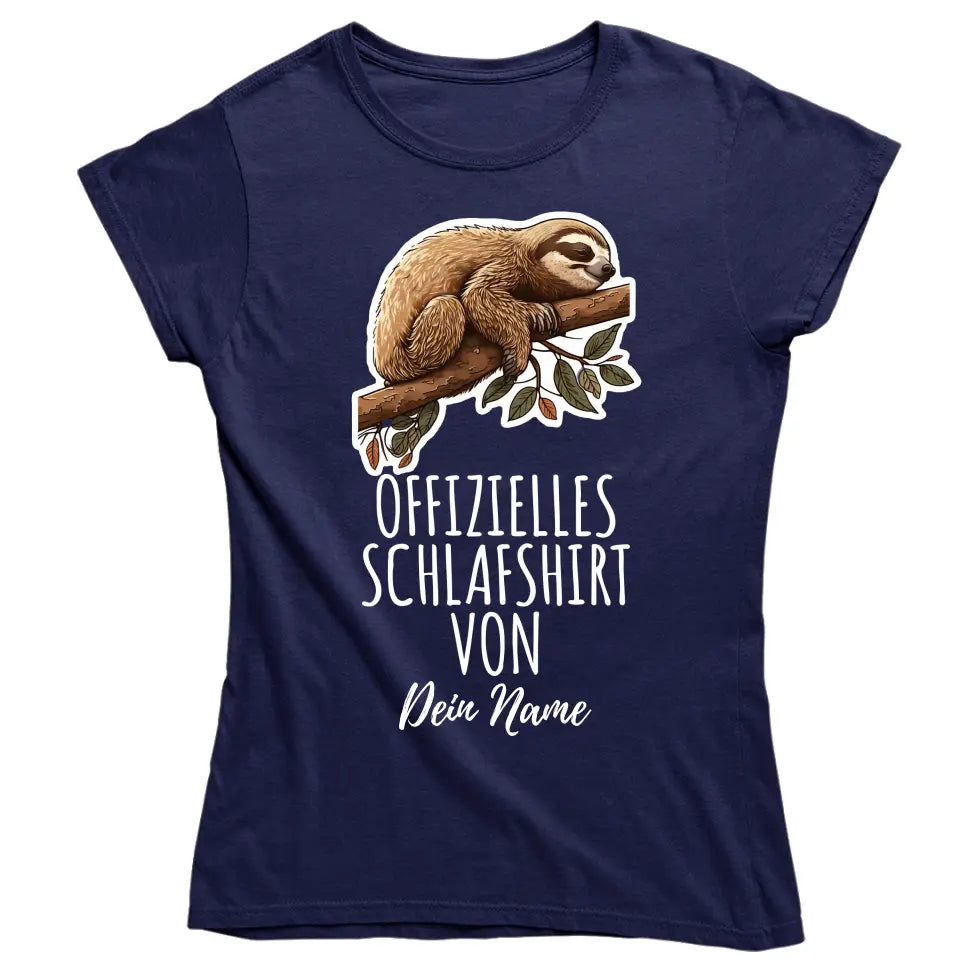 Personalisiertes offizielles Schlafshirt - Wähle dein Motiv: Faultier, Panda, Katze, Hund - Für Damen, Herren & Kinder- Words on Shirts