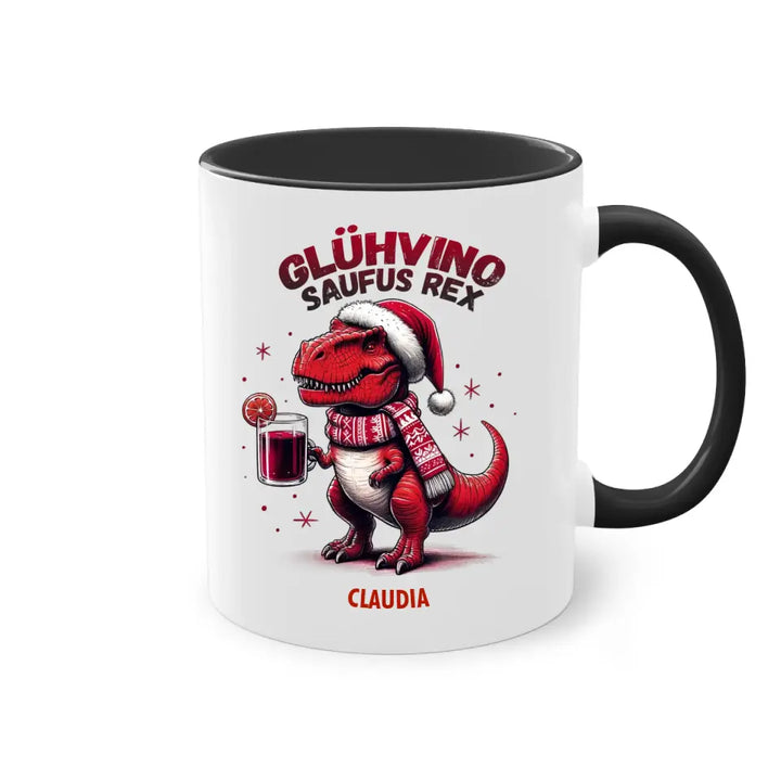 Glühvino-Saufus-Rex - Dino Glühwein Weihnachten & Weihnachtsmarkt Tasse - personalisierbar mit Name