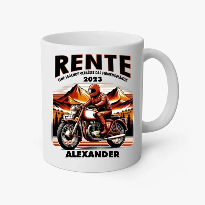 Rente - Eine Legende verlässt das Gelände - Motorad - mit Name und Jahr personalisierbar - Tasse