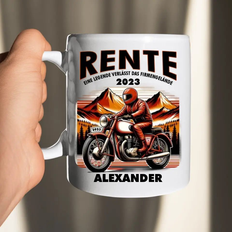 Rente - Eine Legende verlässt das Gelände - Motorad - mit Name und Jahr personalisierbar - Tasse