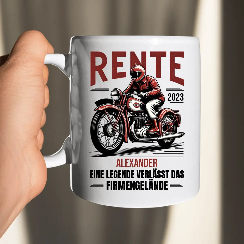 Rente - Eine Legende verlässt das Gelände - Motorad - mit Name und Jahr personalisierbar - Tasse - Words on Shirts