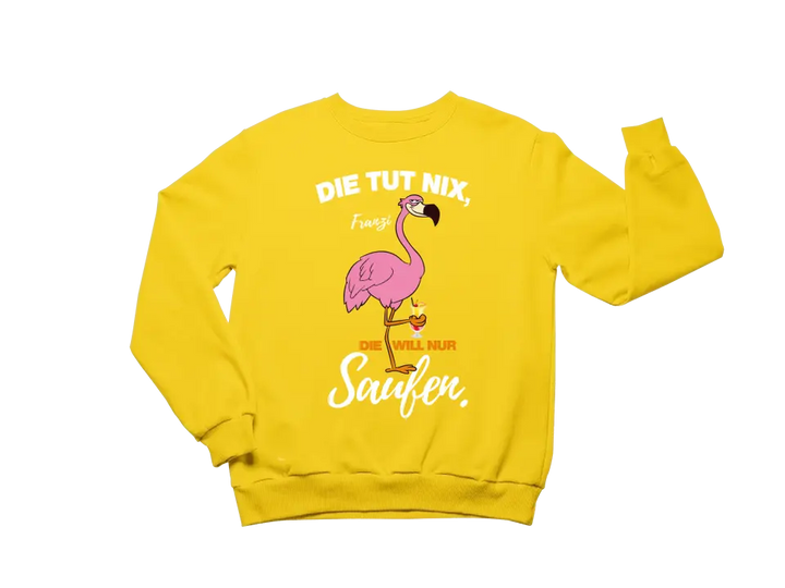 DIE TUT NIX, DIE WILL NUR SAUFEN! | FLAMINGO SHIRT MIT DEINEM NAMEN & DEINEM GETRÄNK | PARTY T-SHIRT INDIVIDUALISIERBAR/PERSONALISIERBAR - SH copy