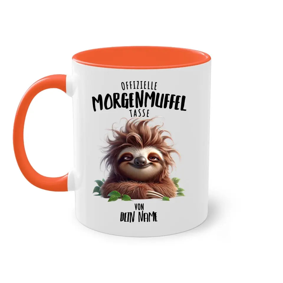 Offizielle Morgenmuffel Tasse - personalisierbare Tasse mit Name - Faultier, Einhorn, Pinguin, Bär