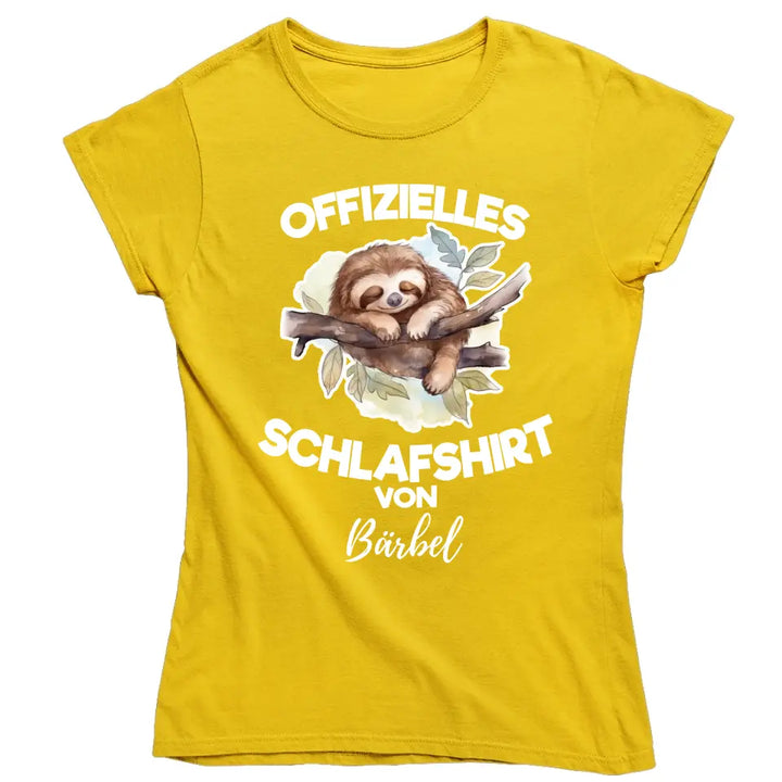 Offizielles Schlafshirt von ... - T-Shirt mit deinem Namen - personalisierbar - Damen, Herren & Kinder - mit Name - Faultier, Panda, Katze & Hund - Aquarell Wasserfarben Motive