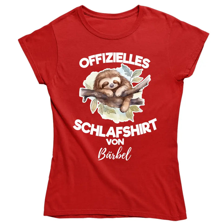 Offizielles Schlafshirt von ... - T-Shirt mit deinem Namen - personalisierbar - Damen, Herren & Kinder - mit Name - Faultier, Panda, Katze & Hund - Aquarell Wasserfarben Motive