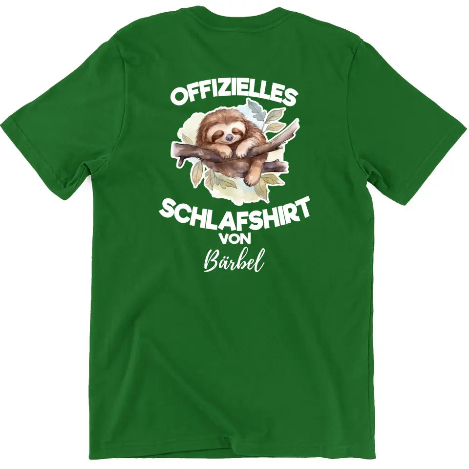 Offizielles Schlafshirt von ... - T-Shirt mit deinem Namen - personalisierbar - Damen, Herren & Kinder - mit Name - Faultier, Panda, Katze & Hund - Aquarell Wasserfarben Motive