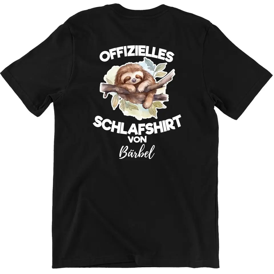 Offizielles Schlafshirt von ... - T-Shirt mit deinem Namen - personalisierbar - Damen, Herren & Kinder - mit Name - Faultier, Panda, Katze & Hund - Aquarell Wasserfarben Motive