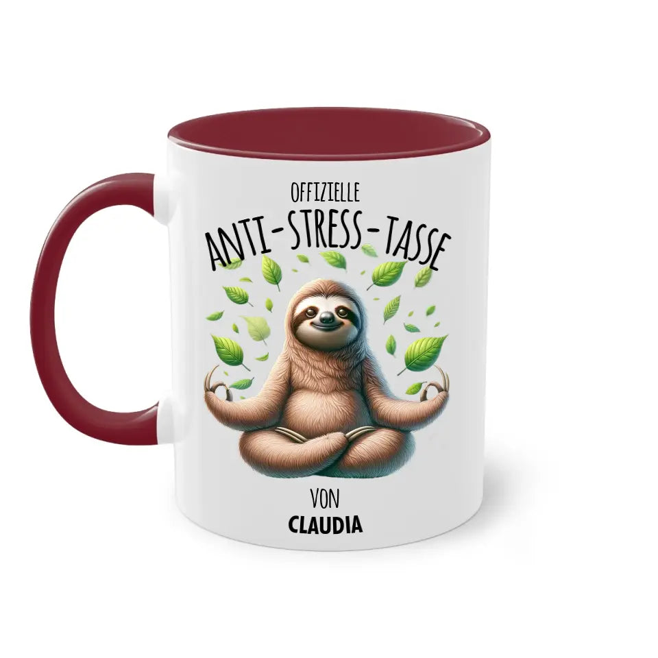 Offizielle Anti-Stress-Tasse - personalisierbar mit Name und chilligen Tieren