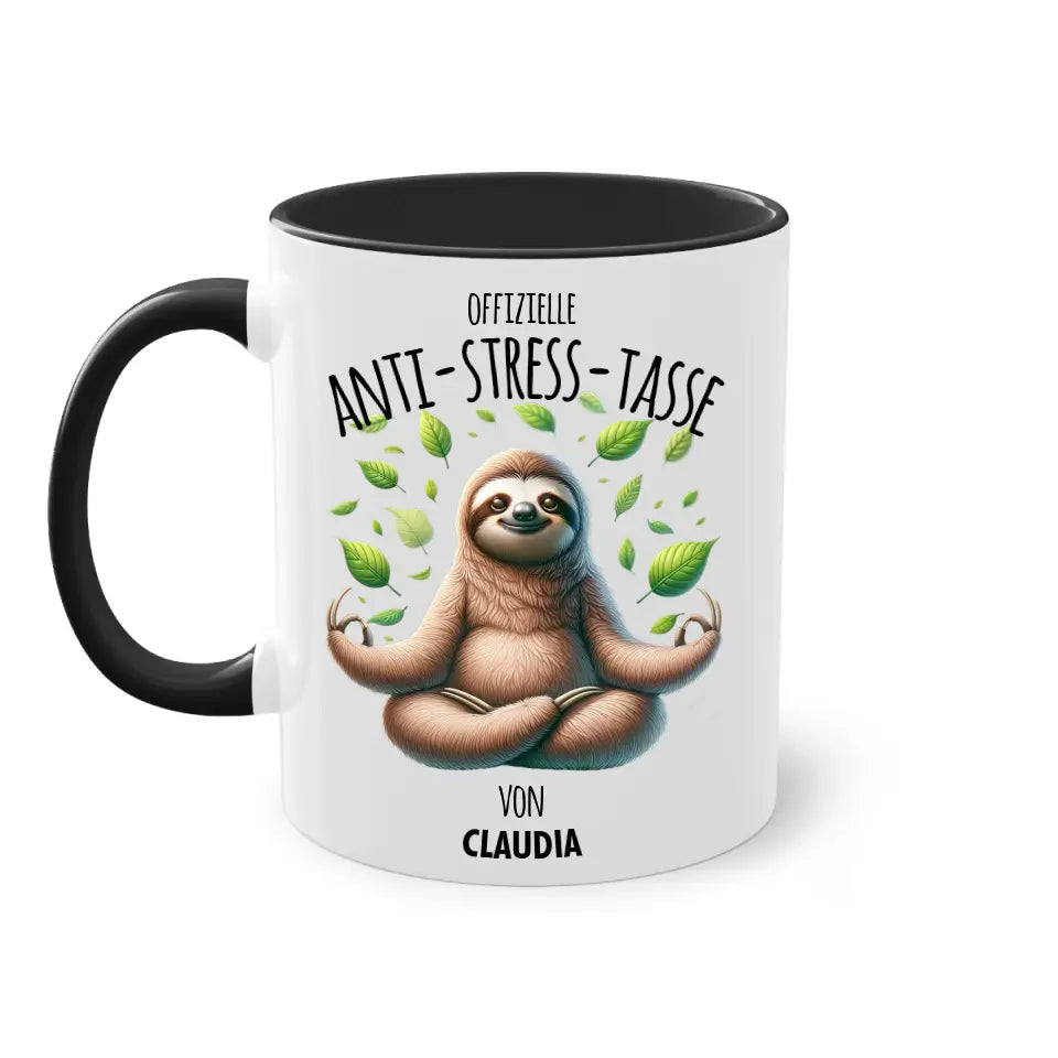 Offizielle Anti-Stress-Tasse - personalisierbar mit Name und chilligen Tieren