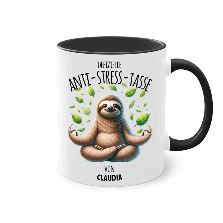 Offizielle Anti-Stress-Tasse - personalisierbar mit Name und chilligen Tieren