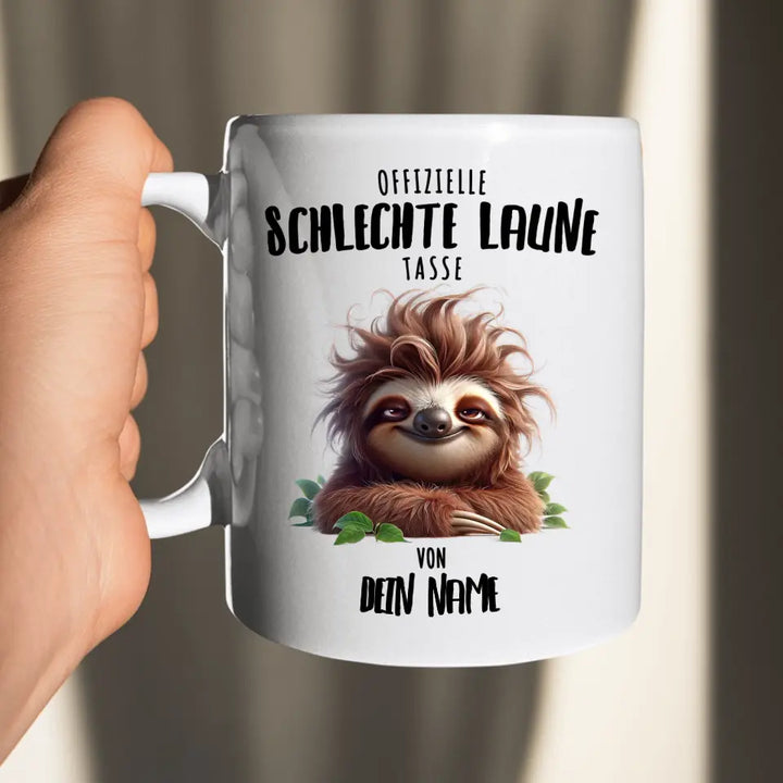 Offizielle schlechte Laune Tasse - personalisierbare Tasse mit Name - Faultier, Einhorn, Pinguin, Bär