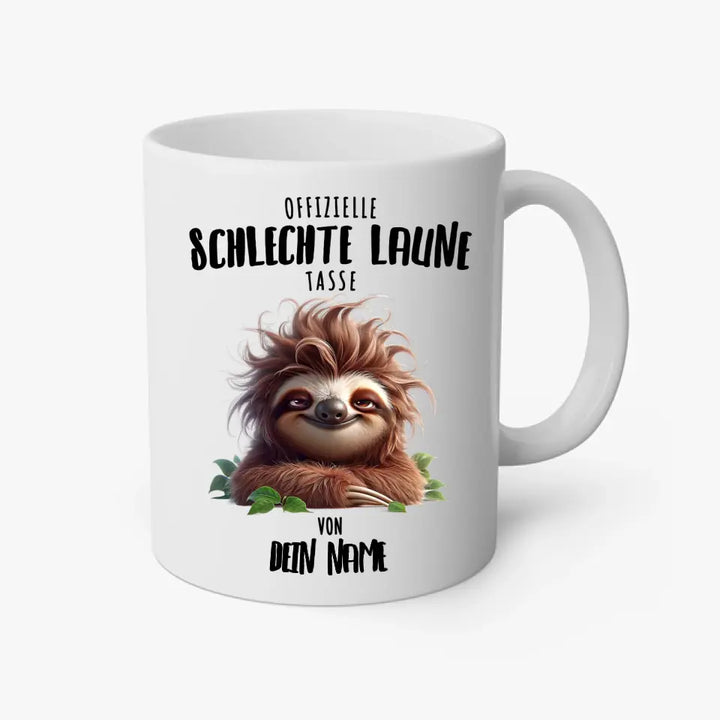 Offizielle schlechte Laune Tasse - personalisierbare Tasse mit Name - Faultier, Einhorn, Pinguin, Bär