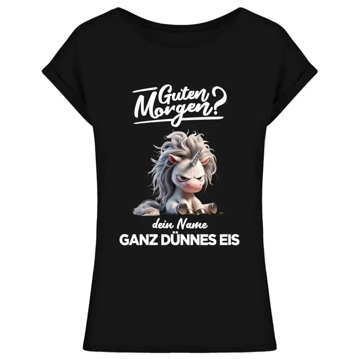 Guten Morgen - Ganz dünnes Eis - T-Shirt - Hoodie - Nachthemd - personalisierbare Tasse mit Name - Faultier, Einhorn, Pinguin, Bär