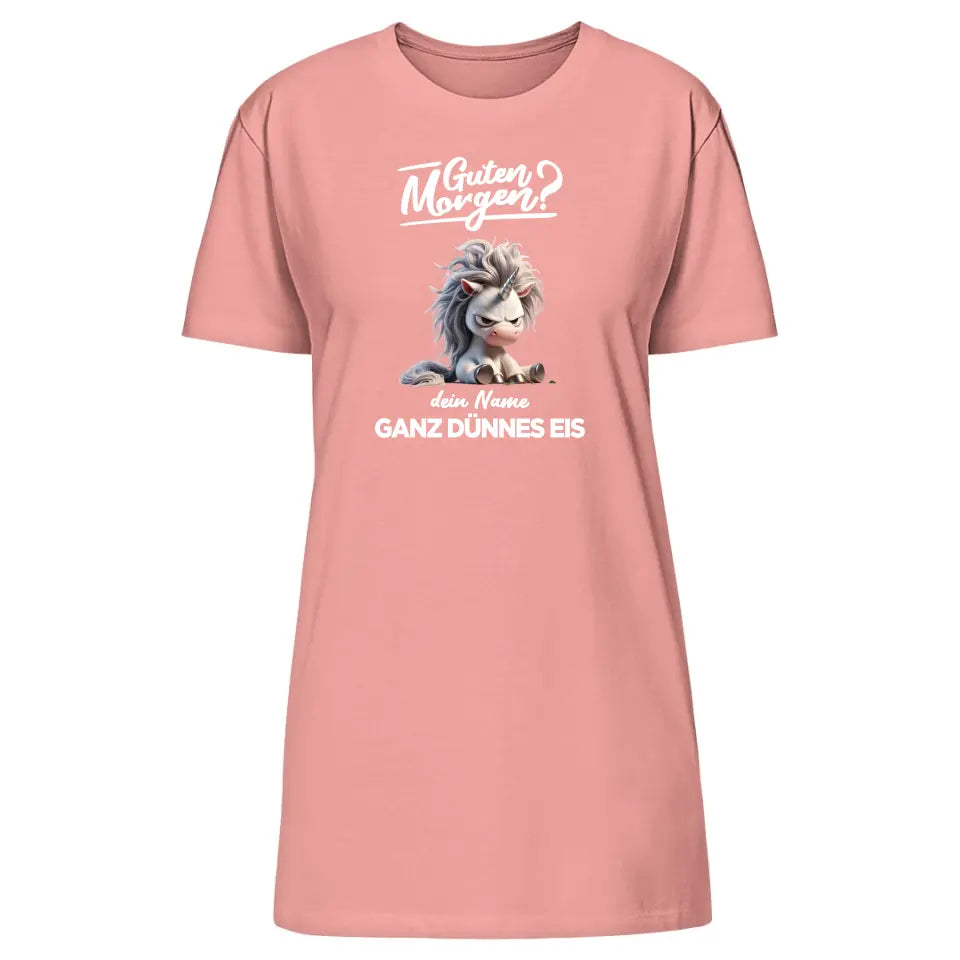 Guten Morgen - Ganz dünnes Eis - T-Shirt - Hoodie - Nachthemd - personalisierbare Tasse mit Name - Faultier, Einhorn, Pinguin, Bär