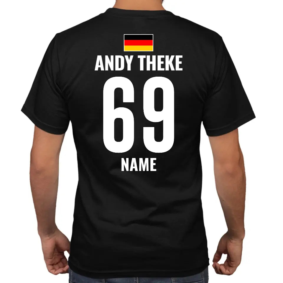 DEUTSCHLAND SAUF TRIKOT SHIRT | MIT DEINER RÜCKENNUMMER & WITZIGE NAMEN | MALLORCA PARTY T-SHIRT - PERSONALISIERBAR - MALLE