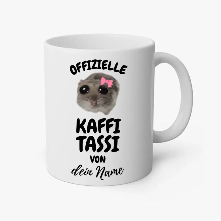 Offizielle Kaffi Tassi - personalisierbar mit Name - Sad Hamster Hamsti Design