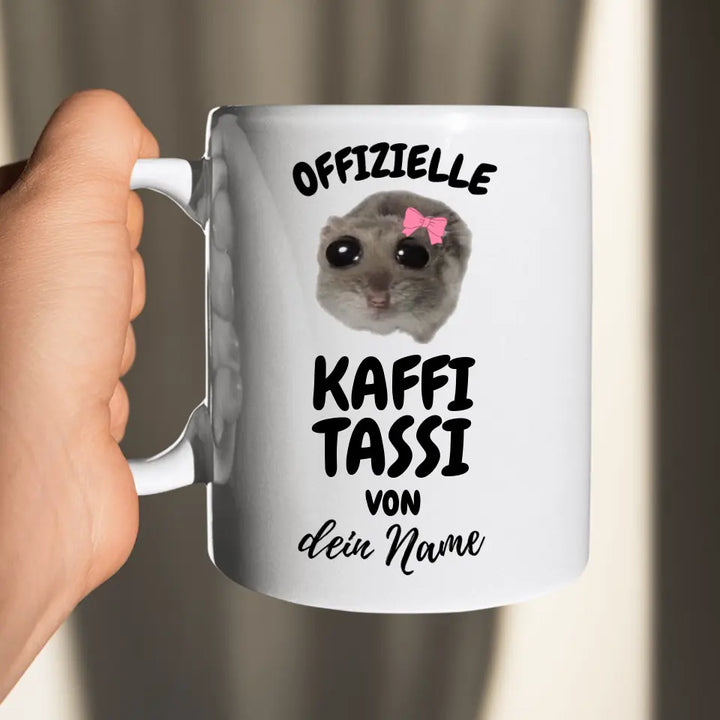 Offizielle Kaffi Tassi - personalisierbar mit Name - Sad Hamster Hamsti Design