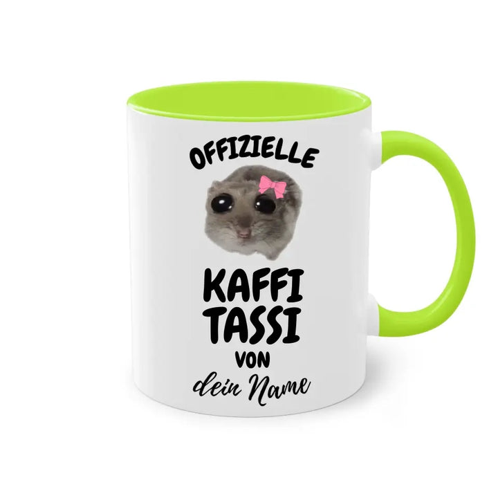 Offizielle Kaffi Tassi - personalisierbar mit Name - Sad Hamster Hamsti Design