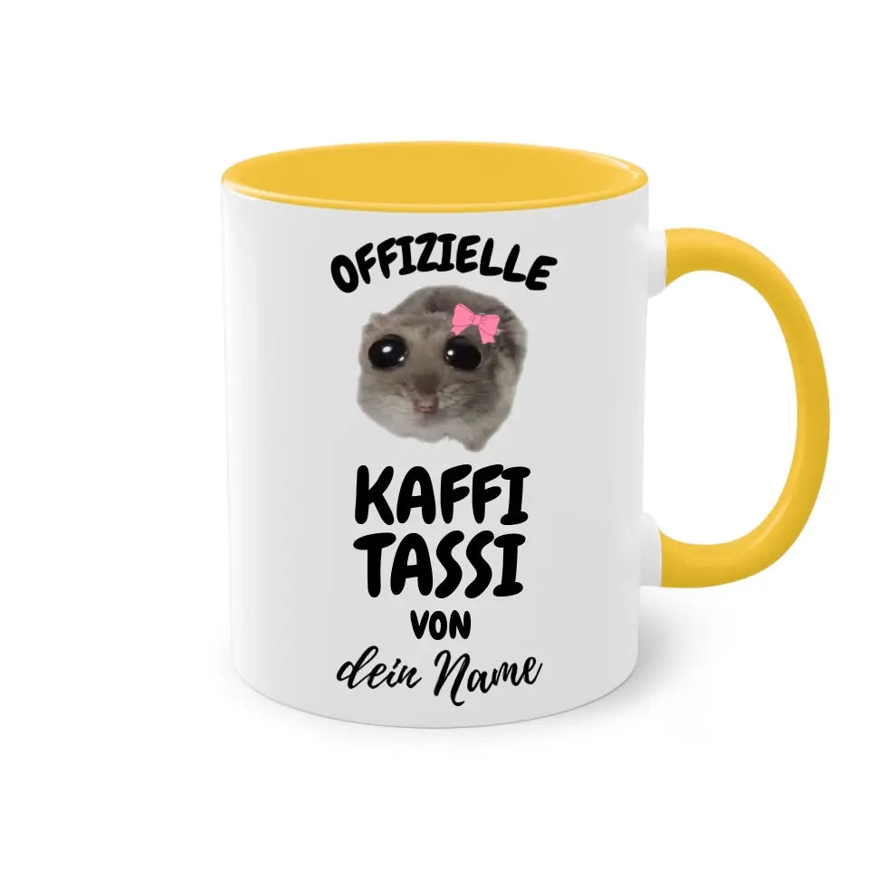 Offizielle Kaffi Tassi - personalisierbar mit Name - Sad Hamster Hamsti Design