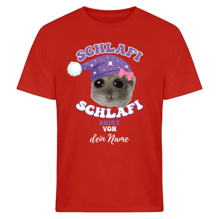 Schlafi Schlafi Shirt - personalisierbar mit deinem Namen - Damen, Herren - Nachthemd - Sad Hamster - Hamsti