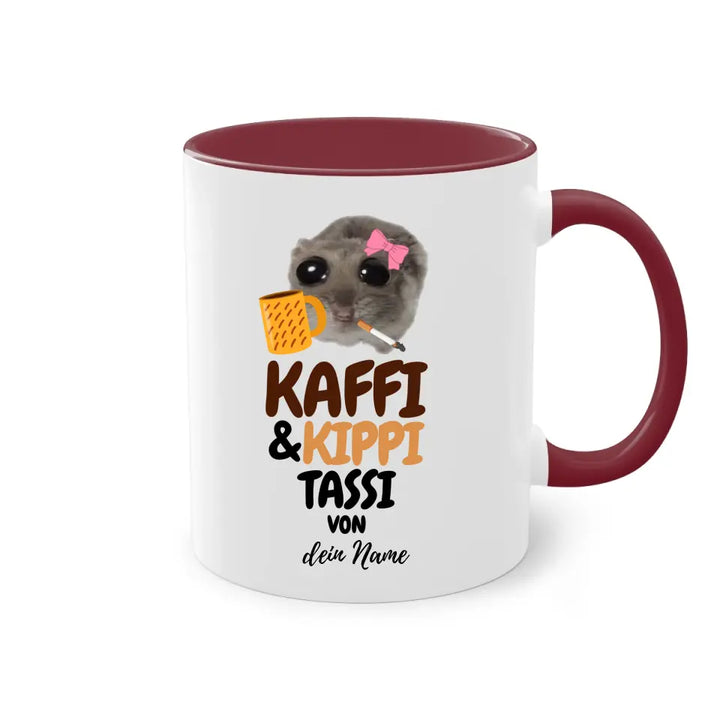 Kaffi & Kippi Tassi - Tasse personalisierbar mit Name - Sad Hamster Hamsti Design - Words on Shirts