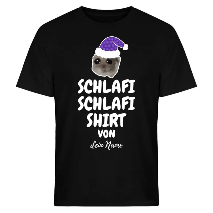 Schlafi Schlafi Shirt mit Name - Damen, Herren & Kinder - Nachthemd . Sad Hamster - Hamsti