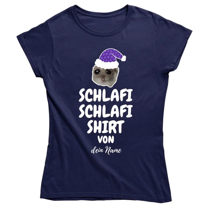 Schlafi Schlafi Shirt mit Name - Damen, Herren & Kinder - Nachthemd . Sad Hamster - Hamsti