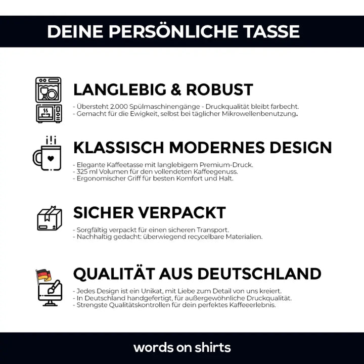 Offizielle Anti-Stress-Tasse - personalisierbar mit Name und chilligen Tieren - Geschenk Edition mit 2 Namen (von & für)