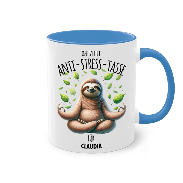 Offizielle Anti-Stress-Tasse - personalisierbar mit Name und chilligen Tieren - Geschenk Edition mit 2 Namen (von & für)