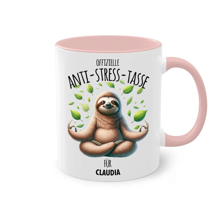 Offizielle Anti-Stress-Tasse - personalisierbar mit Name und chilligen Tieren - Geschenk Edition mit 2 Namen (von & für)