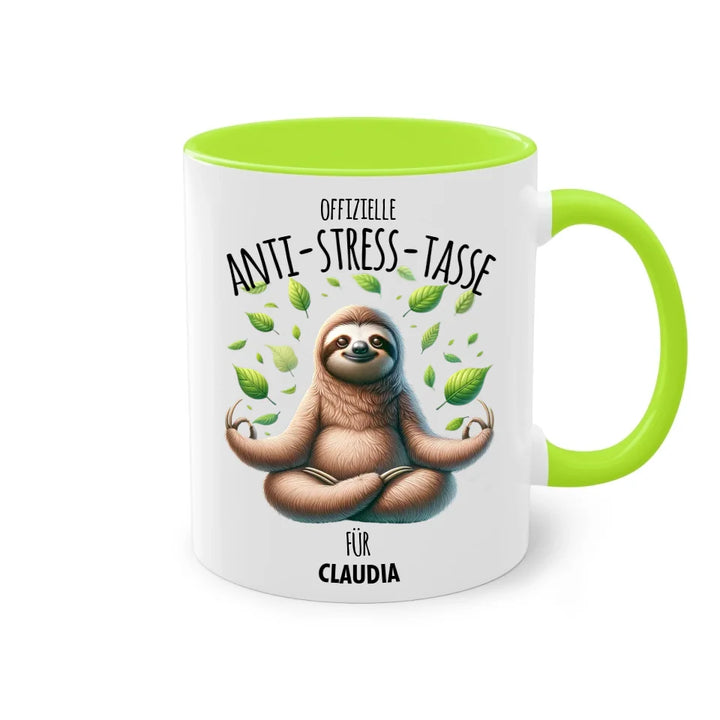 Offizielle Anti-Stress-Tasse - personalisierbar mit Name und chilligen Tieren - Geschenk Edition mit 2 Namen (von & für)