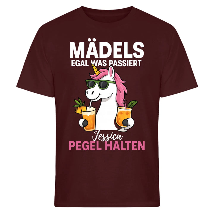 Mädels, egal was passiert - Pegel halten - Einhorn - personalisiert mit Name