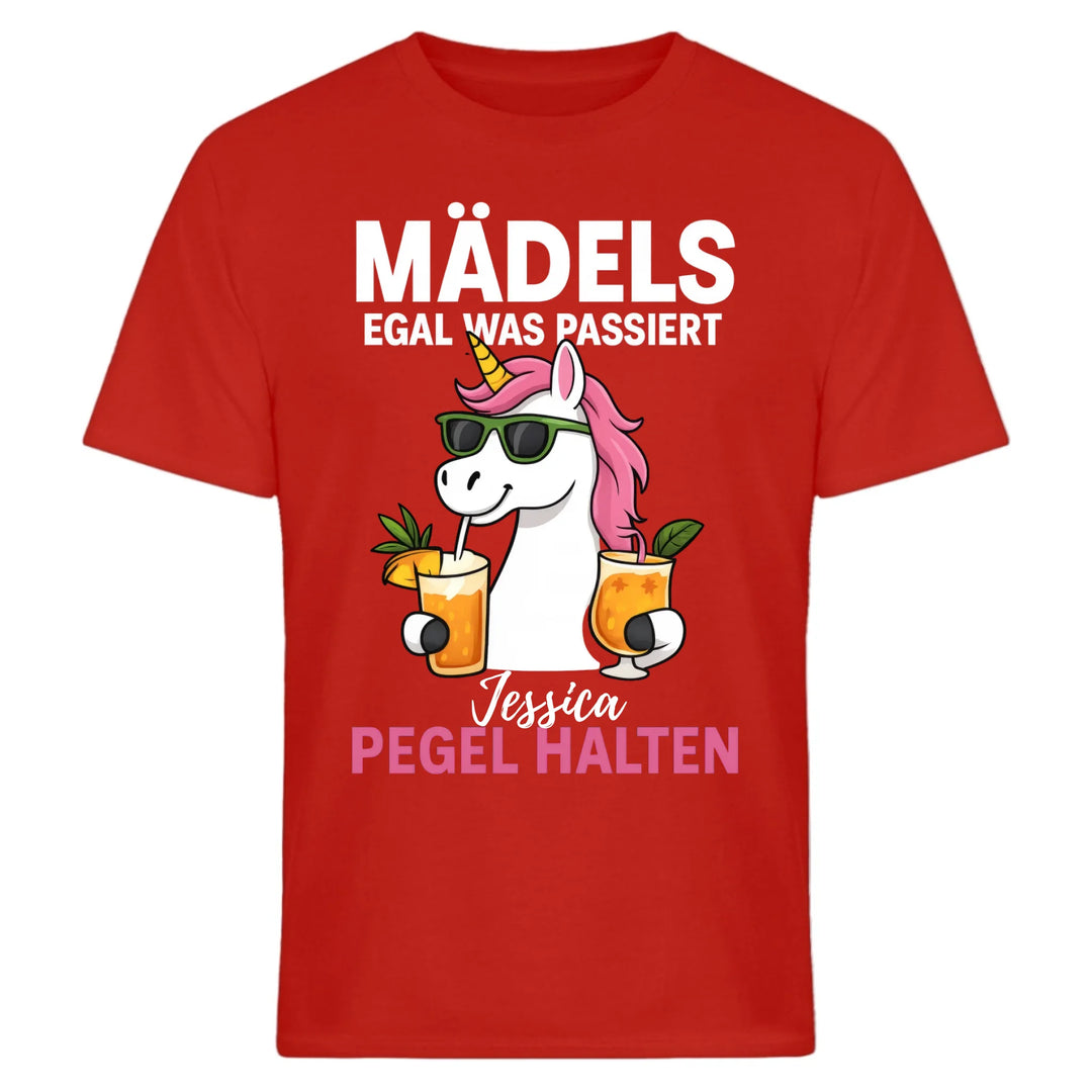Mädels, egal was passiert - Pegel halten - Einhorn - personalisiert mit Name