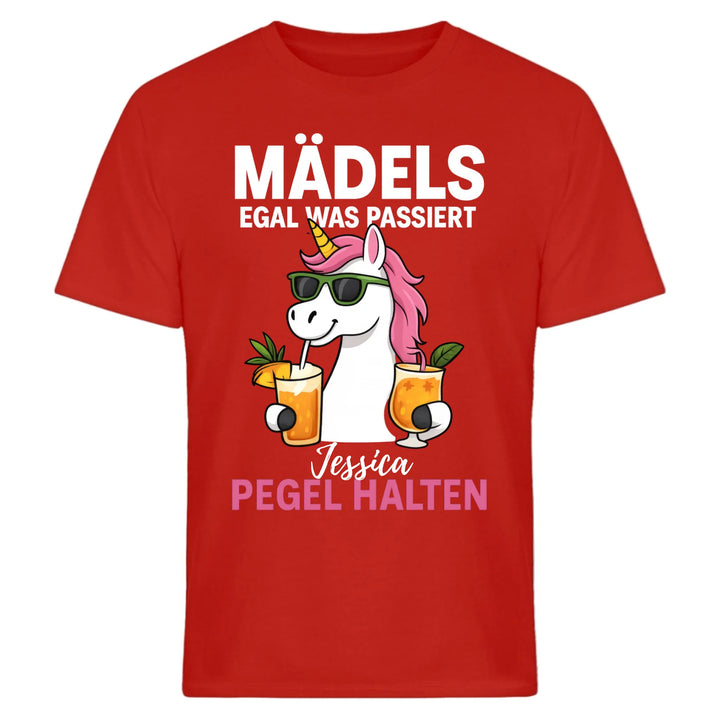Mädels, egal was passiert - Pegel halten - Einhorn - personalisiert mit Name