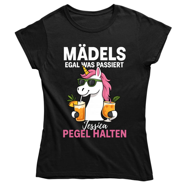 Mädels, egal was passiert - Pegel halten - Einhorn - personalisiert mit Name