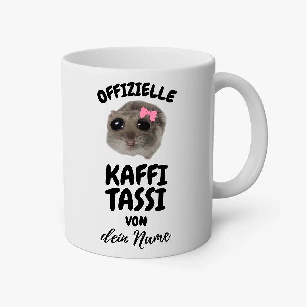 Offizielle Kaffi Tassi - personalisierbar mit Name - Sad Hamster Hamsti Design - Words on Shirts