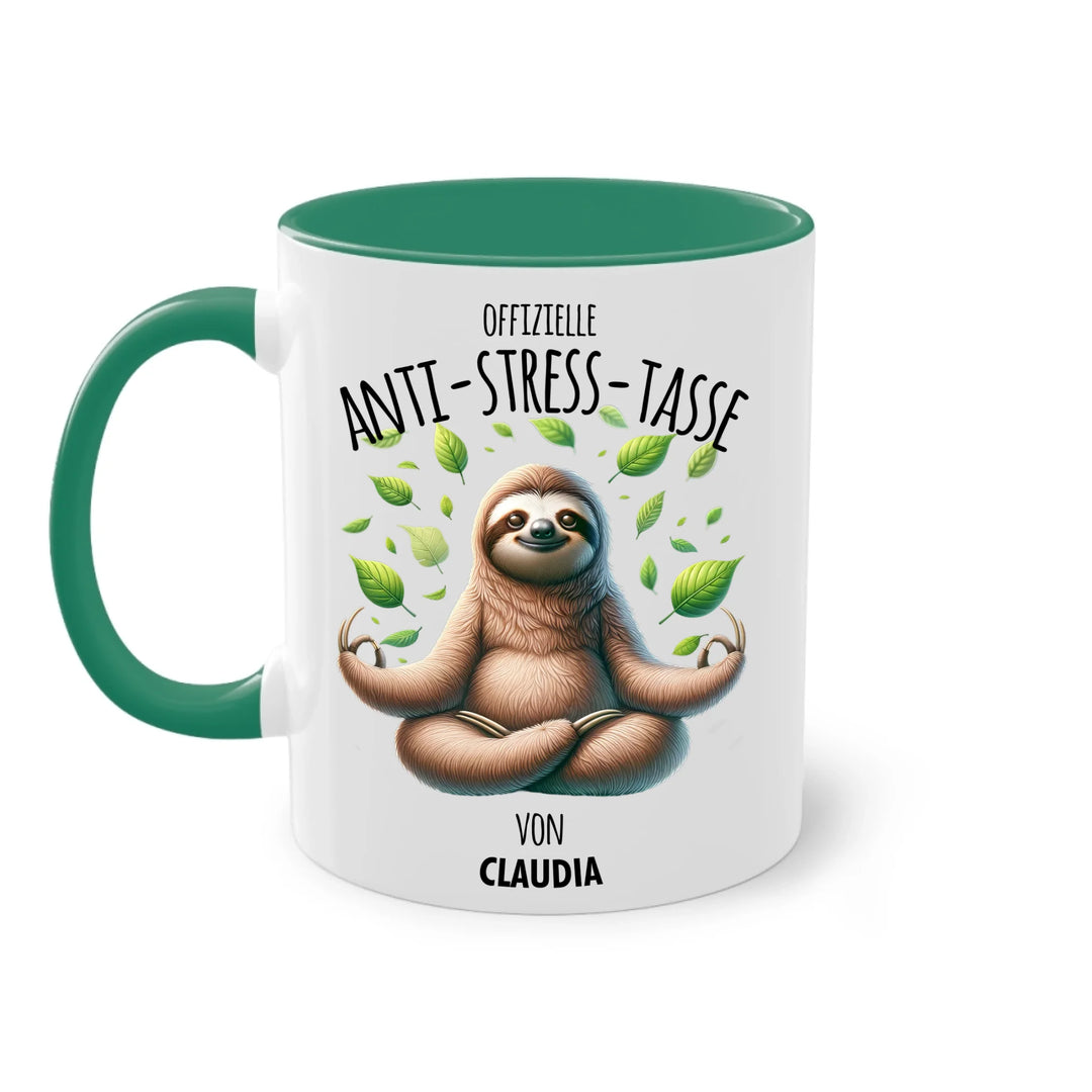 Offizielle Anti-Stress-Tasse - personalisierbar mit Name und chilligen Tieren - tolles individuelles Geschenk